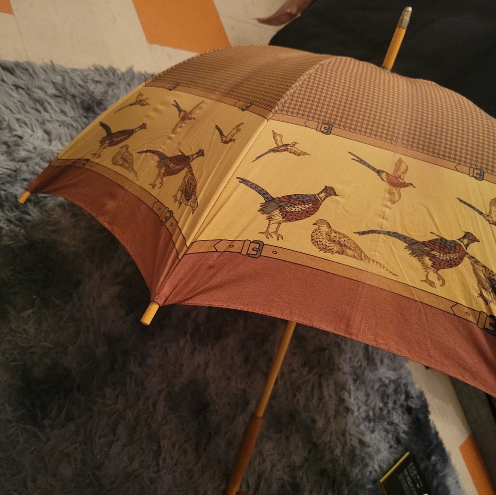 Polo by Ralph Lauren Tan and Brown Bird Pattern Umbrella
